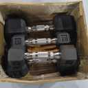 Cap Barbell 150 LB Rubber Coated Hex Dumbbell Hand Weight Set with Vertical Storage Rack - Chrome Handle | Black Rack