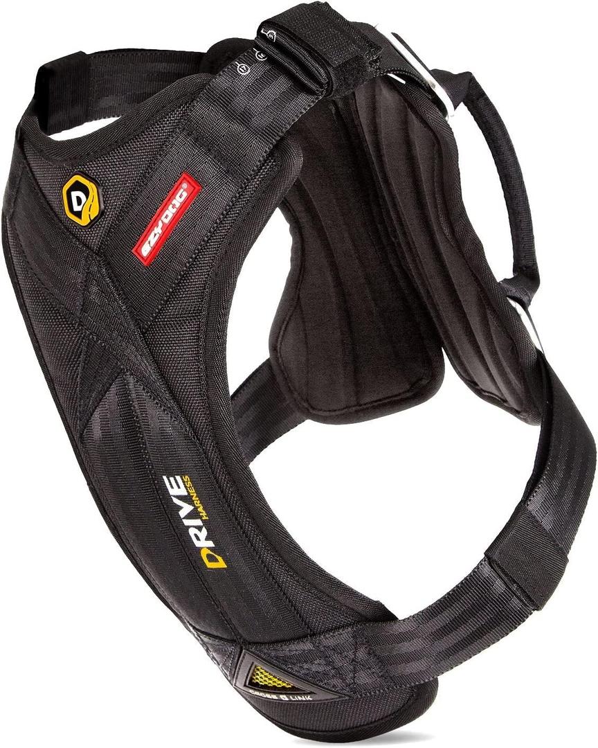 Ezydog Drive Dog Car Harness  Crash Tested and Certified (US-FMVSS 213) Dog Seat Belt Harness for Safe Travel, Adjustable with Padded Comfort (Medium) (Black)