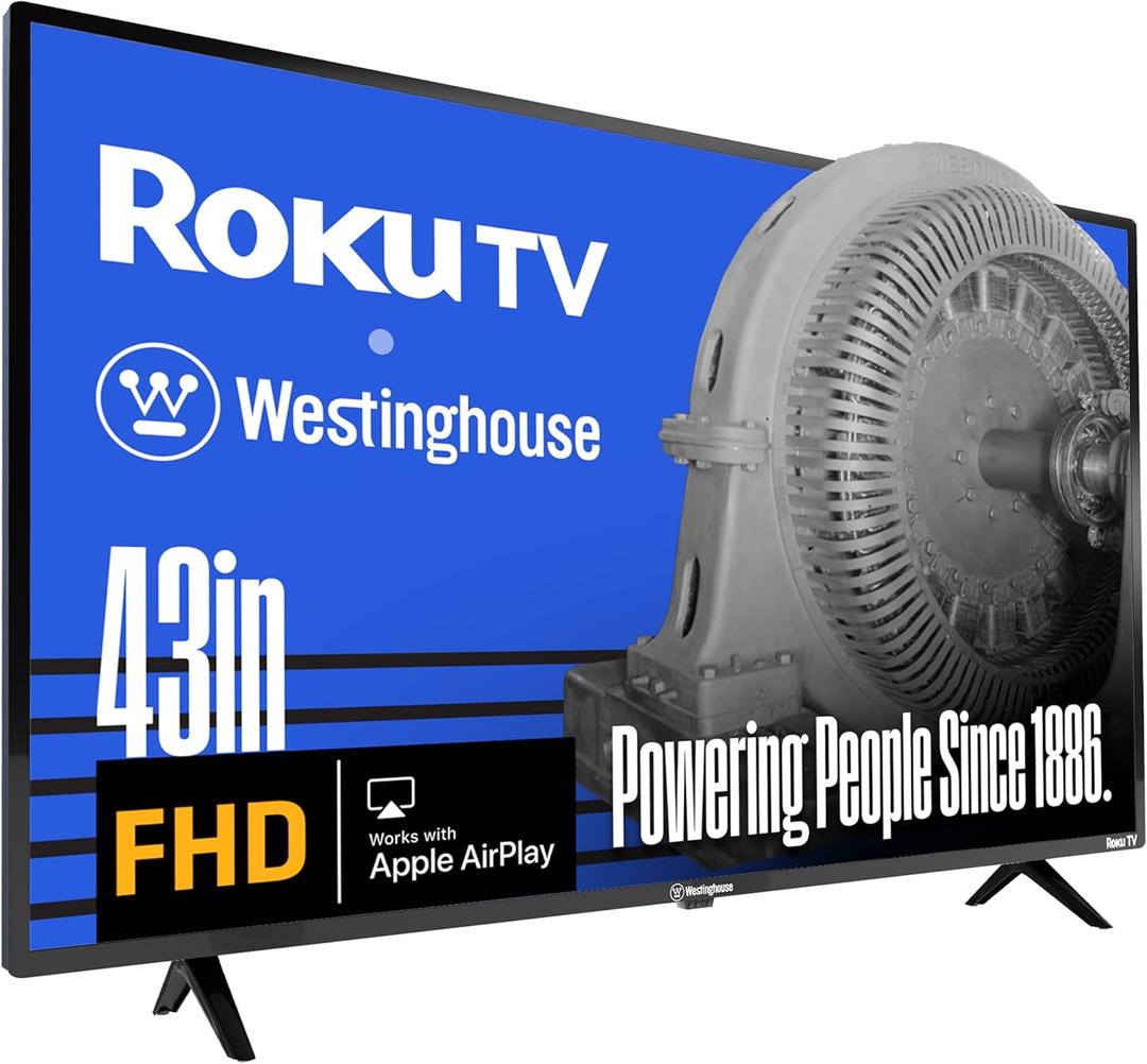 Westinghouse Roku TV - 43 Inch Smart TV, 1080P FHD Television with Wi-Fi Connectivity and Mobile App, Flat Screen, Bluetooth, Compatible with Apple AirPlay, Alexa and Google Assistant
