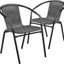 Flash Furniture Lila 2 Pack Gray Rattan Indoor-Outdoor Restaurant Stack Chair