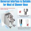 JONKEAN Chrome Handheld Shower Head Holder with 2 Hanger Hooks Strong Adhesive Shower Head Holder Adjustable Shower Wand Holder Wall Mount, Bathroom Waterproof Shower Bracket Holder