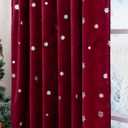 BGment Burgundy Red Velvet Curtains 96 Inches, Christmas Curtains Super Soft Thermal Insulated Blackout Back Tab and Rod Pocket Snow Silver Printed Drapes for Living Room, 2 Panels, Each 52 x 96 Inch