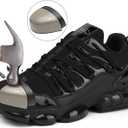 LIANGGO Steel Toe Shoes for Men Women Composite Toe Safety Work Non Slip Industrial Air Cushion Tennis Sneakers Black