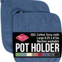 RITZ Terry Potholder & Hot Pad: Unparalleled Heat Resistant, Durable 100% Cotton  Ergonomically Designed for Optimal Grip  Easy-Care Machine Washable  2-Pack, Federal Blue