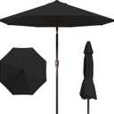 Patio Kingdom 9FT Patio Umbrella Outdoor Table Umbrella w/Push Button Tilt and Crank, 8 Sturdy Ribs, UV Resistant Waterproof Market Umbrella for Pool, Deck, Backyard, Garden, Black