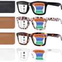 TRENVIE 4 Pack Progressive Multifocus Reading Glasses for Women Men, Blue Light Blocking Spring Hinge Computer Readers (Black & Leopard & Tortoise & Clear, 2.75, Diopters)