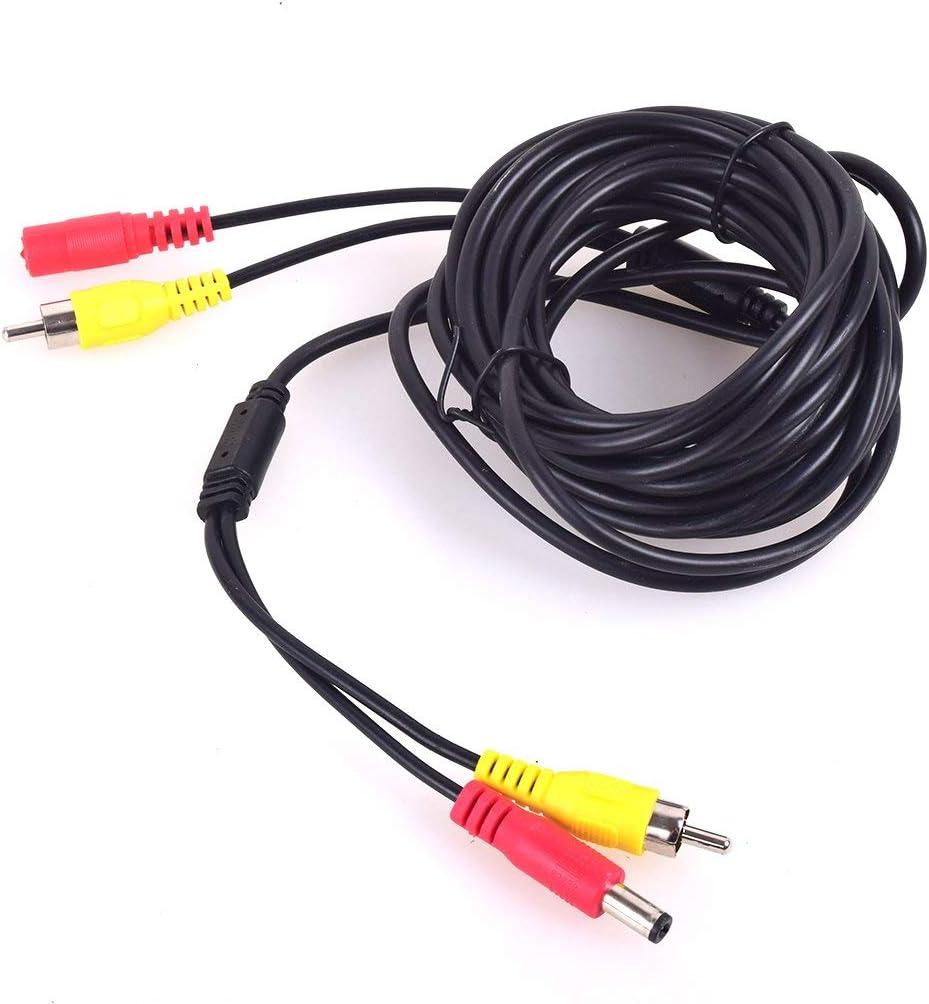 Car RCA DC Audio Video AV Extension Cable for CCTV Security, Truck Bus Trailer Reverse Parking Camera (5 Meters/16 Feet) - 2 in 1 RCA Video & DC Power Cable