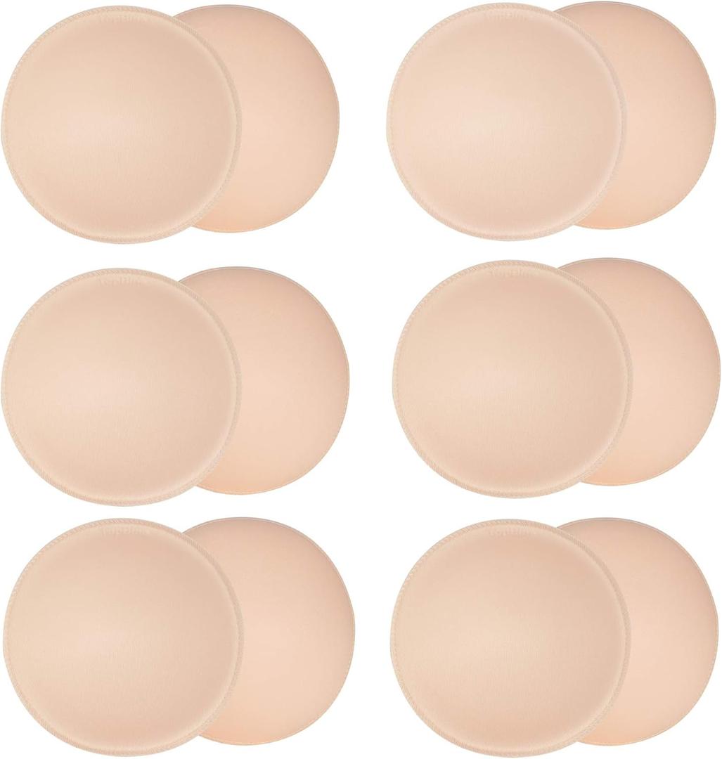 URSMART Round Bra Inserts Pads, Removable and Washable Bra Cups Inserts for Bikinis Top Swimsuit Sport Bra (Beige)