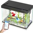 Smart Fish Tank Starter Kit with Smart Temperature Display & Wireless Control, 5.8 Gallon Fish Tank Self Cleaning, 3-in-1 Quiet Filter Pump, 7-Color LED, Heater, Feeder for Beginner Aquarium