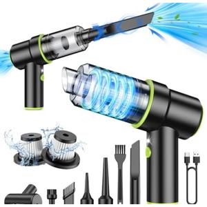 CODN Handheld Car Vacuum Portable Cordless 12000PA, 2 in 1 Handheld Vacuum Cleaner and Air Duster with Multi-Nozzles and LED Light, Mini Hand Held Vacuum Rechargeable for Home, Car, Office, Pet Hair