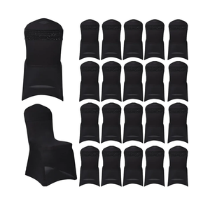 Deisy Dee Pack of 20 Spandex Sequins Shiny Bands for Folding Chair Bow Ties for Party Wedding Dining Chairs Decor (Black)
