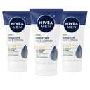 NIVEA MEN Sensitive Face Lotion with SPF 15, Broad Spectrum Sunscreen, 3 Pack of 2.5 Fl Oz Tubes