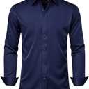J.VER Men's Dress Shirts Solid Long Sleeve Stretch Wrinkle-Free Formal Shirt Business Casual Button Down Shirts 2XL