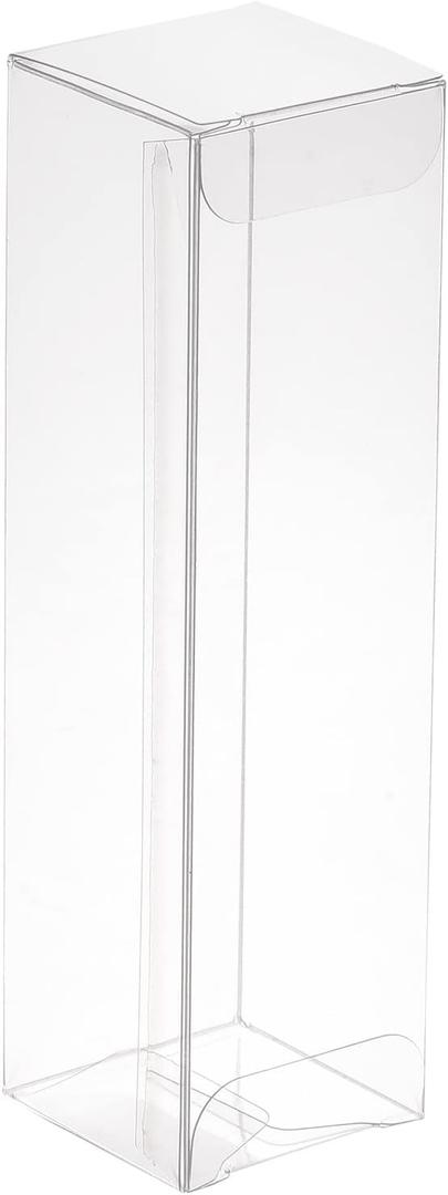 MECCANIXITY Plastic Retail Boxes 1.5"x1.5"x5.4" (38x38x138mm) Gift Box with Protecting Film for Candy, Cookies, Christmas, Wedding, Party Wrapping Clear Pack of 20