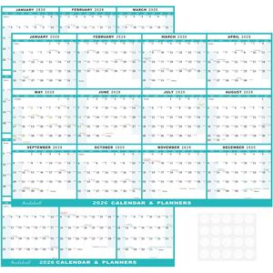 24" x 36" 2026 Wall Calendar, Folded Wet & Dry Erase Wall Calendar 12 Month, Annual Yearly Planner Yearly Laminated Calendar 2026 Horizontal/Vertical, with Julian Dates