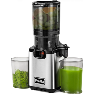 Fretta Cold Press Juicer, Juicer Machines for Vegetable and Fruits, Masticating Juicer with 5.3'' Large Feed Chute Fit Whole Fruits, BPA-Free, Reverse Function, 250W