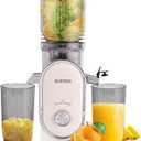 SUSTEAS Cold Press Juicer, 5.3" Feed Chute Slow Masticating Machines with 300W, Fit Whole Fruits & Vegetables, High Juice Yield, Easy to Clean, White