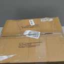 IBUYKE Faux Leather Round Footrest, Makeup Vanity Stool Side Table, PU Dressing Table Seat, Pouf Couch Stool, Golden Steel Legs, Light Brown LG-31J