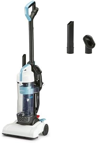 Amazon Basics Upright Bagless Vacuum Cleaner for Carpet and Hard Floors, With Crevice and Upholstery Tools, Detachable Handle, Lightweight (8.4 lbs), 1.7L Dust Cup, 720W, 25ft Cord, Black/White