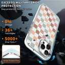 for iPhone 14 Pro Case [Compatible with Magsafe],Girls Women Clear Magnetic Case Silicone Shockproof Protective Cover with Pattern Colorful Checkerboard