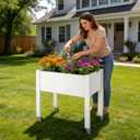 Miory Raised Garden Bed with Wheels, Mobile Raised Planter, Elevated Garden Bed with Water Level Monitor and Drainage System, Planter Box for Garden Outdoor Patio Balcony