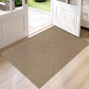 DEXI Thin Door Mat Indoor Entrance 48x72, Non Slip Entryway Mat, Dark Beige | Low Profile Front Doormat, Dirt-Trapping & Absorbent Surface Entry Rug for Inside House, Patio, Porch