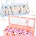 Thiccywoov 2 Pcs Mother Birthday Gift Flower Box with 60 Scented Flowers Mom Letter Shaped Fillable Boxes Floral Gift Packaging for Arrangement Mother's Day, Birthday (White, Pink)