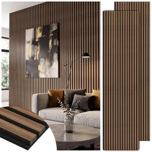 Acoustic Wood Slat Panels, Soundproof Wooden Wall Panels, 3D Fluted Panel for Interior Wall Decor, Living Room, Bedroom (Smoked Eucalyptus, 106 * 47.2 inch)