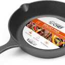 Commercial CHEF 8-Inch Cast Iron Skillet Pan, Pre-Seasoned Cast Iron, Integrated Hanging Hole in Handle, Works on All Cooktops Including Induction, Outdoor Skillet for Campfires or Grills, CHFS800