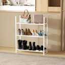 Expandable Shoe Rack Stackable Metal Pantry Storage Shelves Stand Adjustable Height Cabinet Shelf Organizer Racks Spice Shelving(3PACKS/WHITE,MEDIUM)
