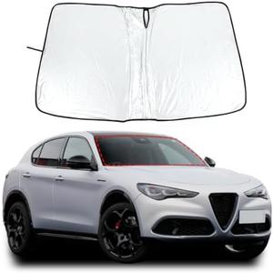 LLKUANG Car Front Windshield Sunshade Compatible with Alfa Romeo Stelvio 2017-2023 Front Window Sun Shade, Foldable Reflective Sun Visor,Blocks UV Rays Sun Visor Protector Heat Shield