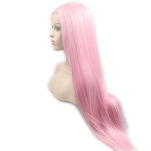 Melody Long Silky Straight Wigs Pink Wigs Synhetic Lace Front Wigs Baby Pink Hair Heat Resistant Fiber Hair For Women Cosplay Wigs