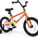 Kid Bike with Training Wheels, BMX 16 inch Bike with Pedals, Toddle Bicycle for 3-5 Year Old Boys Girls, Birthday Gift (Orange)