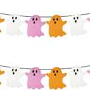 5 x 2pcs Halloween Hanging Ghost Banners, Glitter Ghost Cardstock Halloween Party Decorations for Indoor Outdoor Haunted Houses Wall Fireplace Doorways Decor