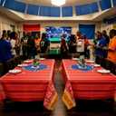 Oudain 2 Pack Football Party Decorations Disposable Football Tablecloth Red and Gold Plastic Touchdown Table Cover Red and Gold Decoration Runner for Birthday Game Day Party Games Decor 54 x 108 Inch