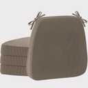 Chair Cushions for Dining & Kitchen Chairs 2'' Thick High-Density Foam with Gel-Infused Non-Slip Removable Washable Cover Ties Comfortable & Breathable Seat Pads (Light Brown, 4 Count (Pack of 4)