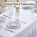 4 Pack White Spandex Tablecloths for 6 Foot Rectangle Tables, Wrinkle Free Stretchy Table Cloths 6ft Fitted Table Cover DeskSkirt for Weddings Birthday Party Banquet Baby Shower