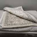 Hazo Haus Boho Light Grey Living Room Rug 6x9 - Modern Vintage Eclectic Floral Paste Neutral Taupe, Washable Low Pile Non-Slip Large Area Rugs for Dining Under Table Bedroom