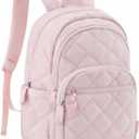 BAGSMART Travel Laptop Backpack, College Backpack for Women, Quilted Small Computer Bookbag, Water-Resistant 15.6 Inch Laptop Casual Bag, Pink