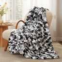 Amlie Home Chunky Knit Throw Blanket for Couch, Soft Chenille Crochet Blanket for Sofa, 50"x60", Space-Dyed Black