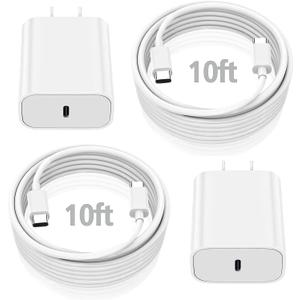 10FT iPad Charger Cord, 20W USB C Fast Charger with Long Charging Cable for iPad Pro 13/12.9/11 inch, iPad 10th Generation, iPad A16 11th Generation, iPad Air 13/11 inch/5th/4th, iPad mini 6/7th (White)