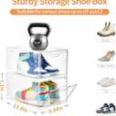 12 Pack Thicken & Sturdy Clear Shoe Storage Organizer with Magnetic Door, Shoe Boxes Clear Plastic Stackable for Closet, Shoe Rack for Sneaker Boot Container, Shoe Cabinet Fit up to US Size 12