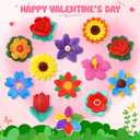 Valentine's Day Cards for Kids school, 24 PACK Valentine's Day Cards for Kids with Flowers Plaster Painting Kit, Valentines Day Gifts for Kids for School Classroom Exchange, Valentines Party Favors
