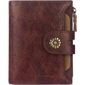 Wallet Women,Rfid Blocking Leather Bifold Womens Wallet Compact Card Holder Small Wallet for Women with Removable ID Window Darkhkaki