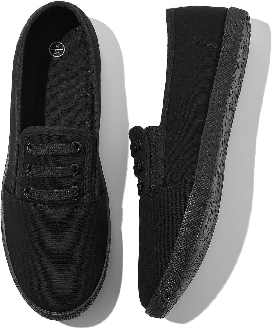 Women's Canvas Slip On Sneakers - Casual Walking Shoes, Non Slip Work Shoes