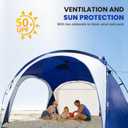UNICAMPER Beach Tent 12 X 12ft Large UPF50+ Pop Up Canopy with 2-Pcs Side Wall, Sun Shelter Rainproof, Waterproof for Camping Trips, Backyard Fun, Fishing, Parties, Or Picnics(Navy Blue), 90inch*144inch*144inch