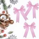 2 x 12 Pcs Baby Pink Velvet Ribbon Bow Christmas Wreath Bows for Garland Gift Wrapping Indoor Outdoor Christmas Parties Decorations (Baby Pink, 12)