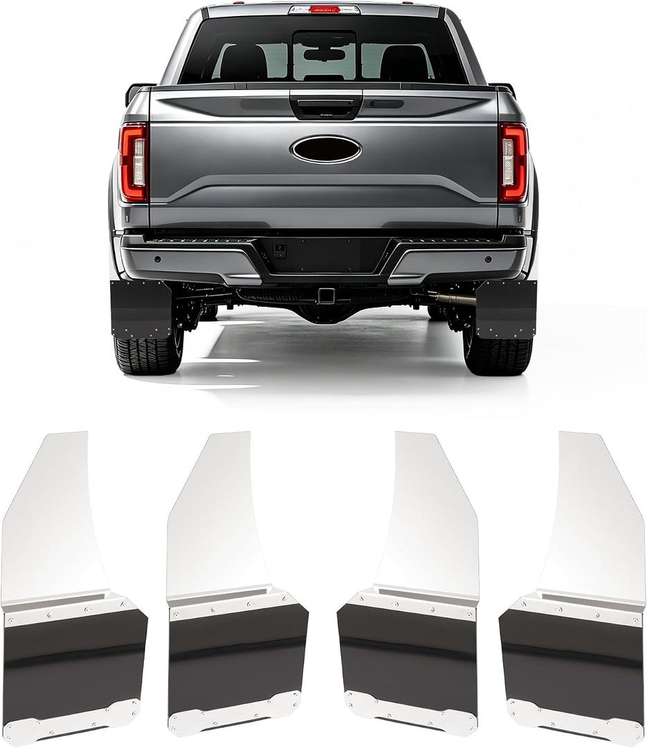BALOCEO Universal 12" Wide Mud Flap 4Pcs Mud Splash Guard Mudguard for Car | Pickup Truck SUV Plastic(PP) + Steel Black Textured Front & Rear