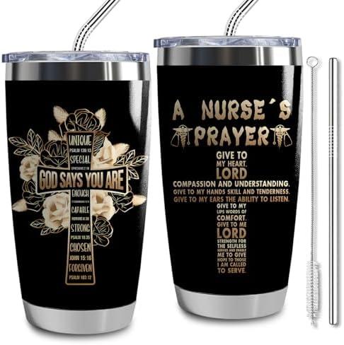 LLKJHGE Nurse Prayer Tumbler For Women Men,20 oz Stainless Steel Insulated Tumblers with Lid,Nurse Graduation Gift Nursing School Graduate Gift (nurse prayer)
