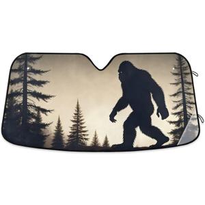 Windshield Sun Shade Auto Sun Visor Heat Protection Foldable Blocks UV Ray for Sedan SUV Truck-Silhouette of Sasquatch Print (5527.6 inch)